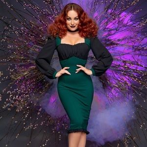 NWT Elvira Dress by Pinup Couture- Green